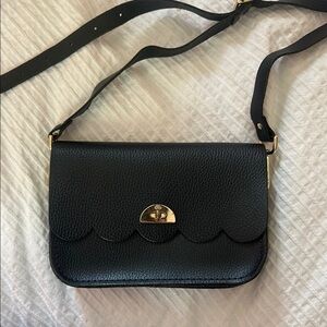 Cambridge Satchel Company Dark Navy Scalloped Crossbody Leather Bag